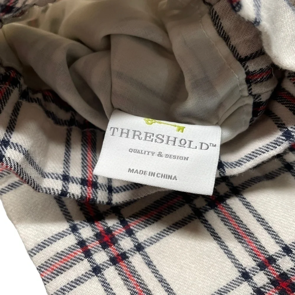 Threshold Plaid Holiday Christmas Fabric Drawstring Wine Bag and four Coasters